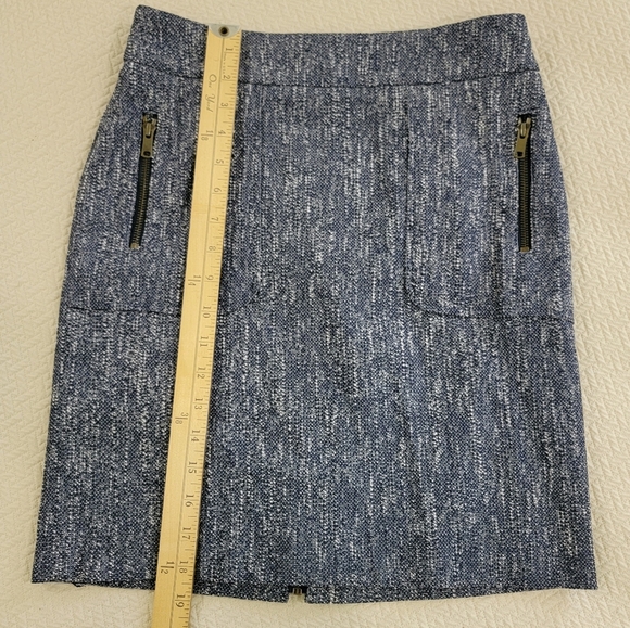 Ann Taylor Blue Tweed Skirt Size 2 Zipper Back Pencil Straight Career Office - Picture 5 of 13